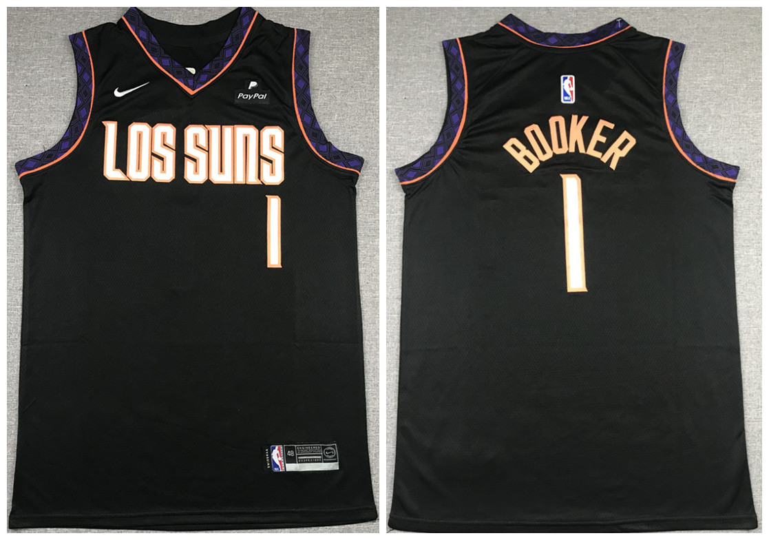 Men's Phoenix Suns #1 Devin Booker Black NBA Stitched Jersey Men's Phoenix Suns #1 Devin Booker Black NBA Stitched Jersey